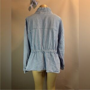Casual Striped Blue Jean Jacket